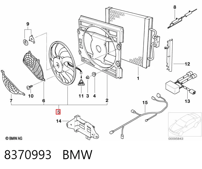 8370993 BMW Дифузор радіатора кондиціонера, в зборі з крильчаткою і двигуном