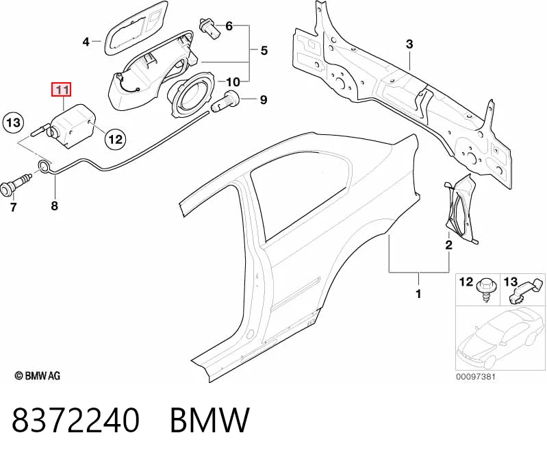 8372240 BMW Лічинка замка паливного бака