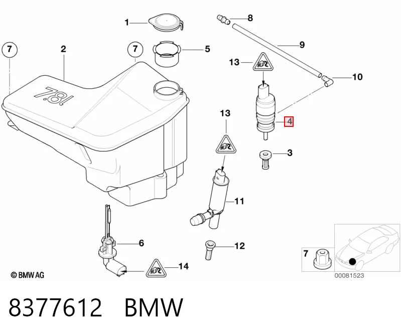 8377612 BMW Мотор омивача
