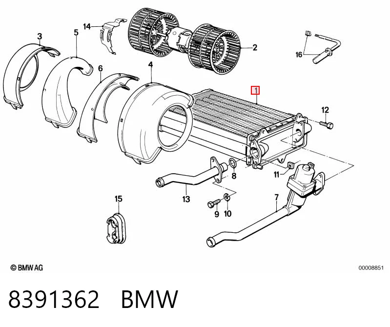 8391362 BMW Радіатор опалювача салону
