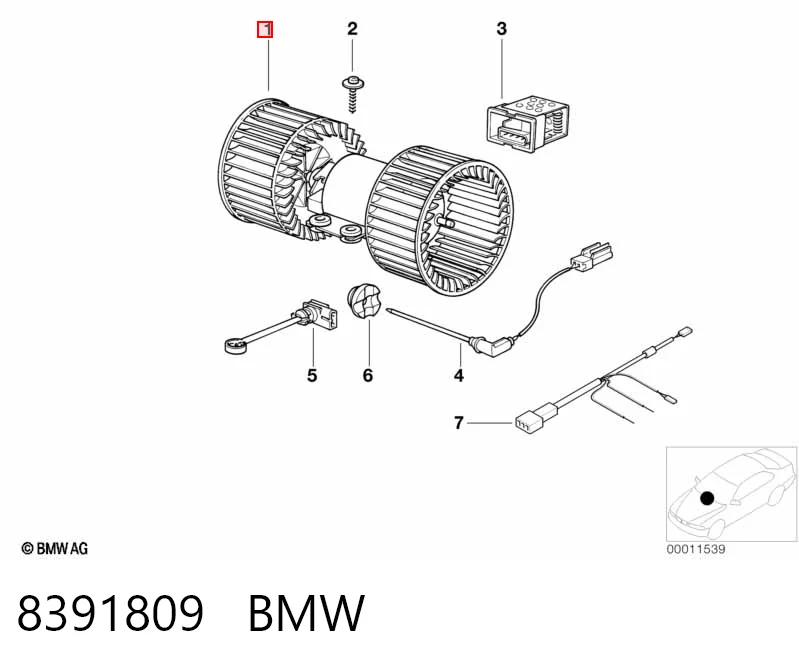 8391809 BMW Електромотор пічки