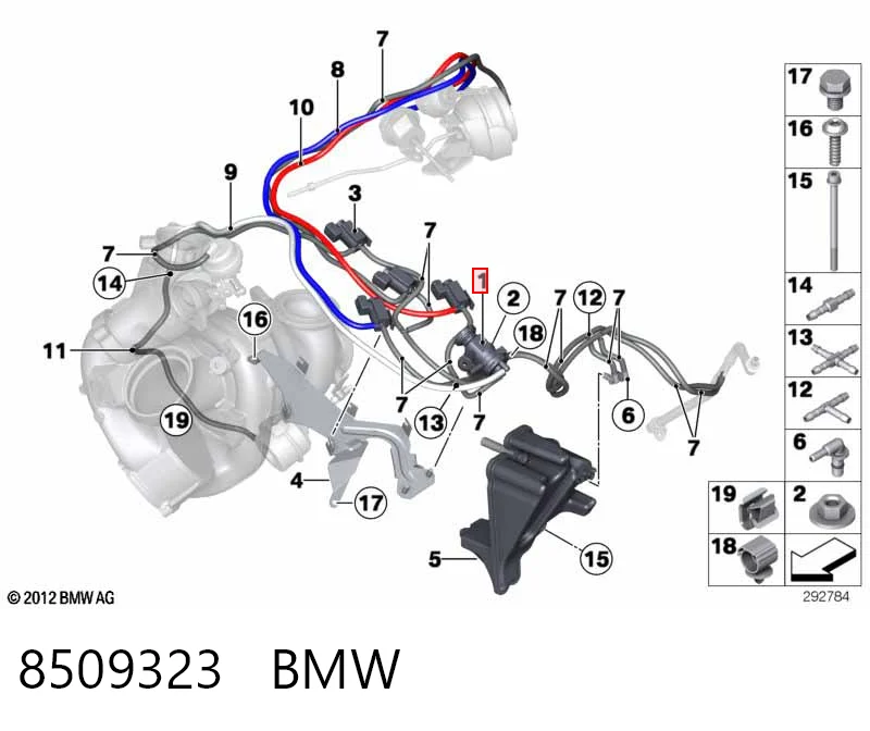 8509323 BMW Клапан перетворювач тиску наддуву (соленоїд)
