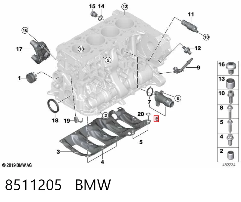 8511205 BMW Штуцер блоку системи охолодження