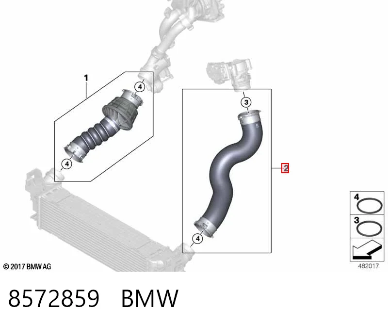 8572859 BMW Шланг/патрубок интеркуллера