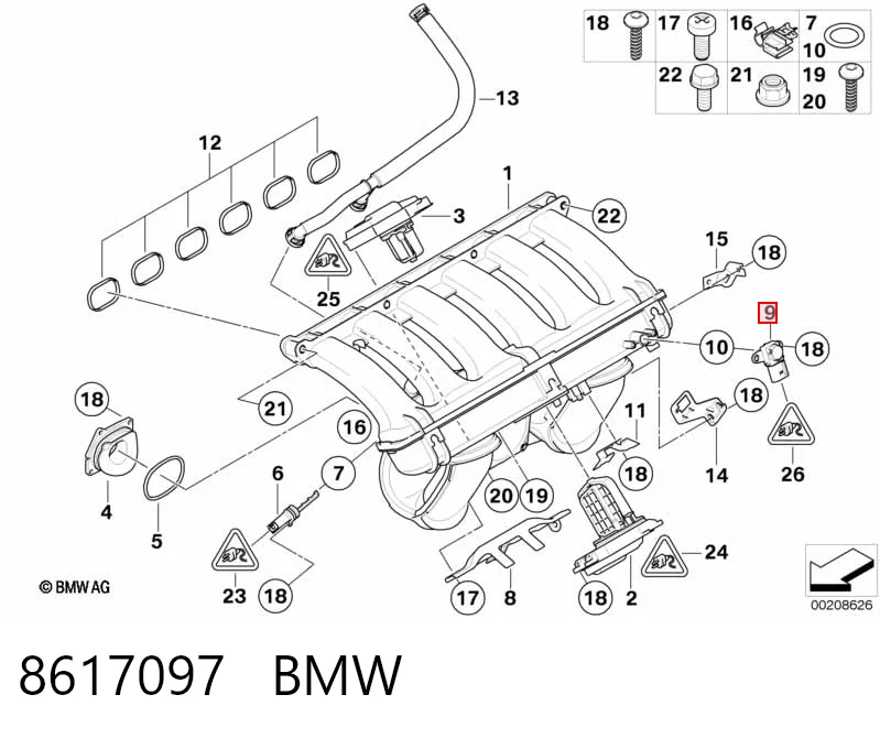 8617097 BMW Датчик наддува
