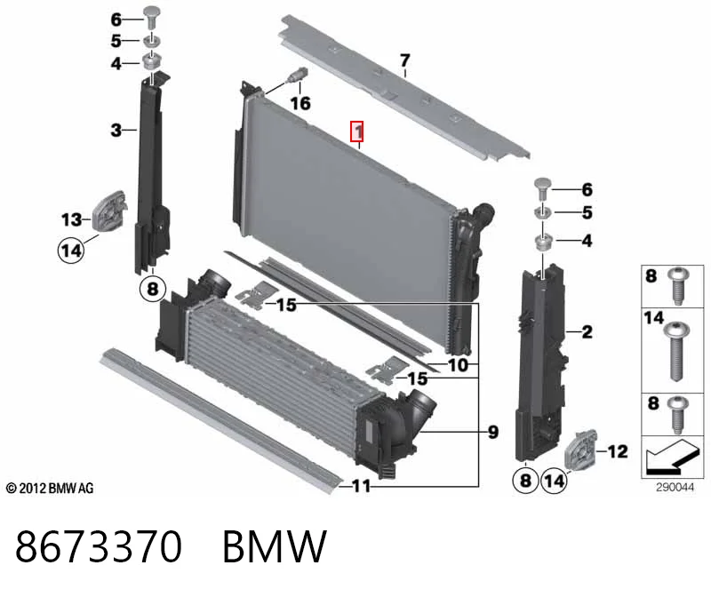 8673370 BMW Радіатор охолодження двигуна