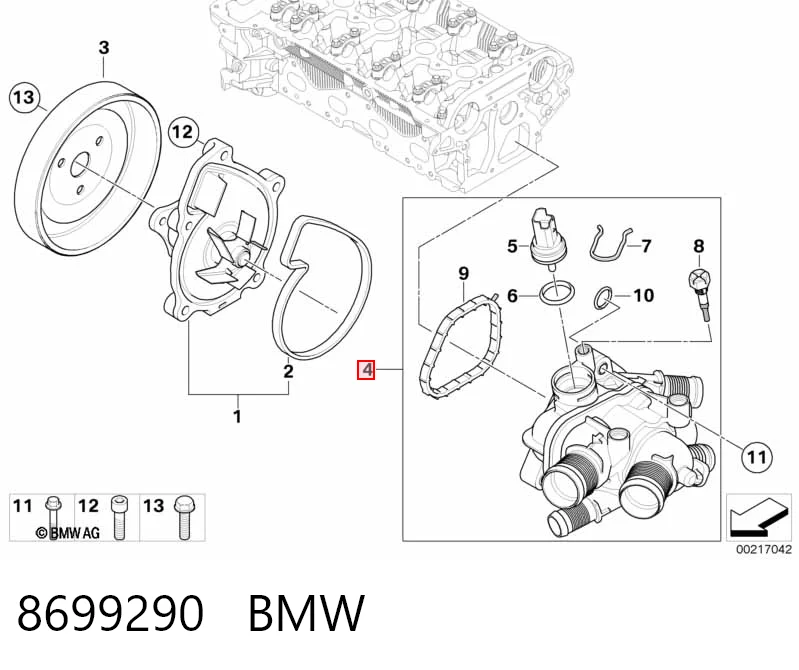 8699290 BMW Корпус термостата в зборі