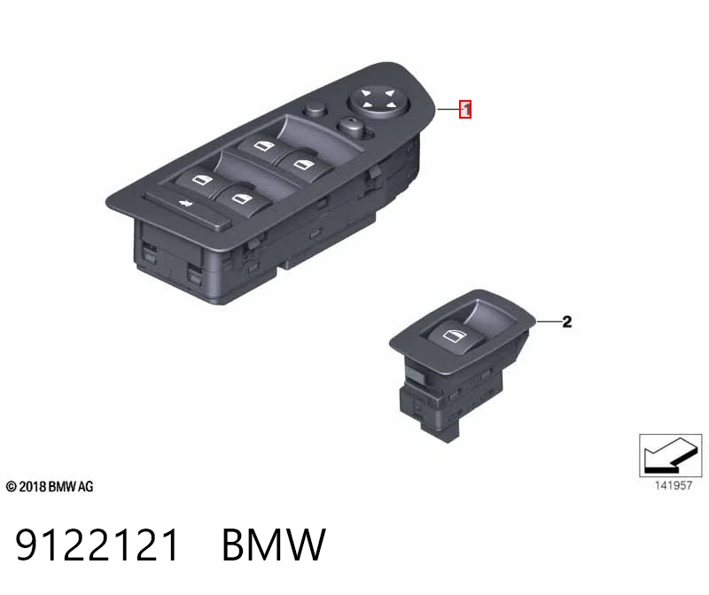 9122121 BMW Кнопки переднього лівого склопід'ємника