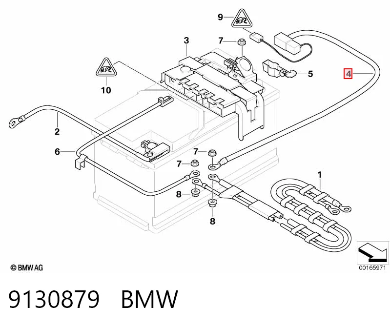 9130879 BMW Кабель плюсової клеми акумулятора (АКБ)
