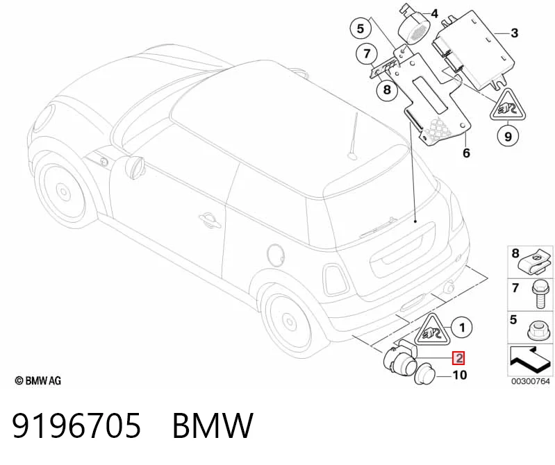9196705 BMW Датчик сигналізації паркування (парктронік), передній