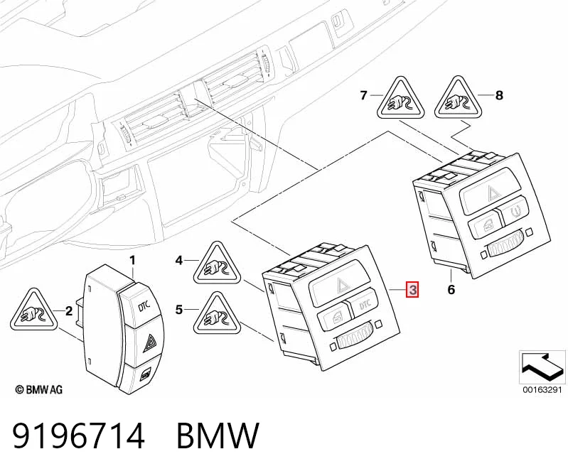 Купити Кнопка аварійки BMW 3  E90