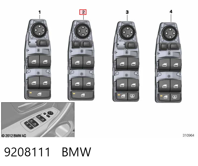 9208111 BMW Кнопки переднього лівого склопід'ємника