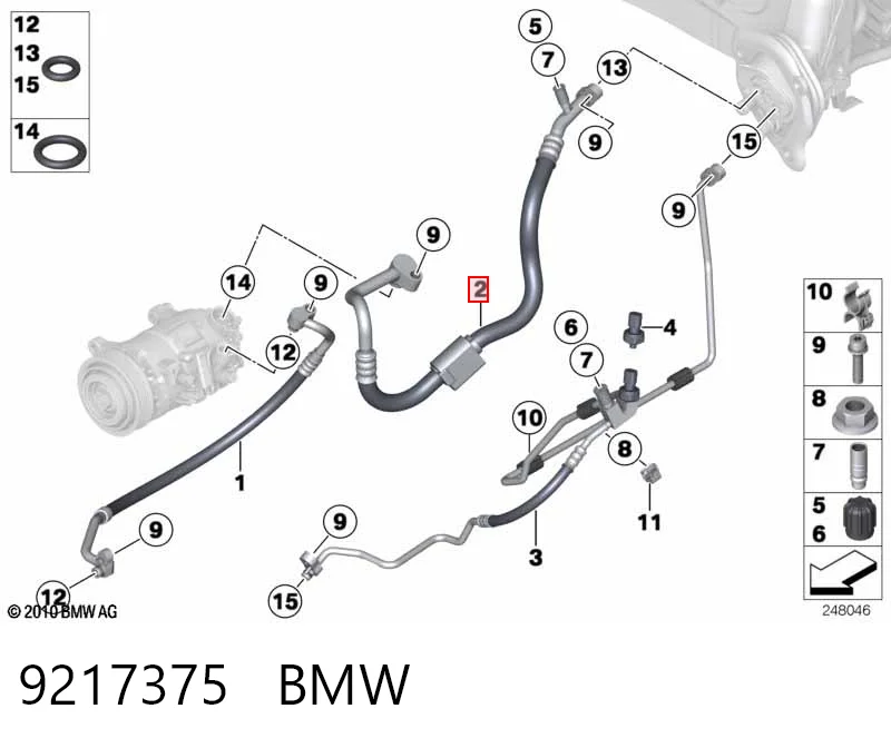 9217375 BMW Шланг кондиціонера, від випарника до компресора