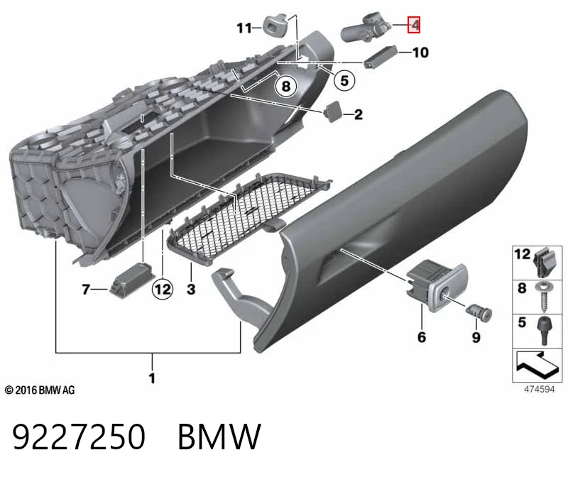 9227250 BMW Амортизатор кришки бардачка