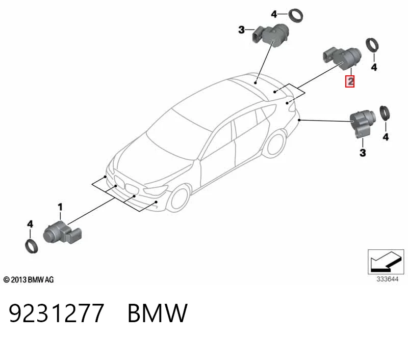 9231277 BMW Датчик сигналізації парковки (парктроник), передній / задній,