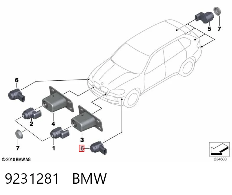 9231281 BMW Датчик сигналізації паркування (парктронік), передній