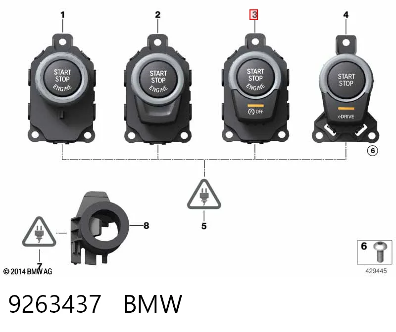 9263437 BMW Кнопка запуску двигуна