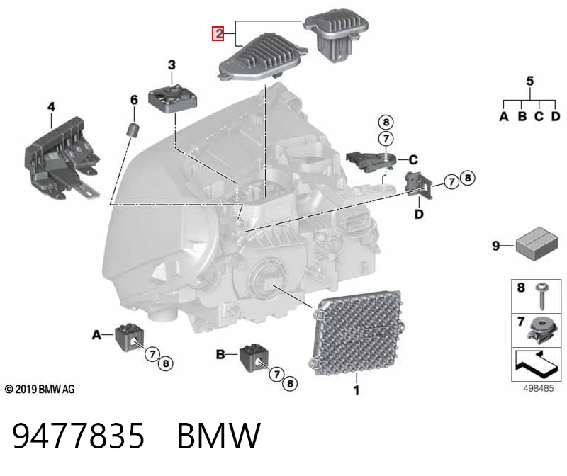 9477835 BMW Модуль керування (ЕБУ) світлом фар