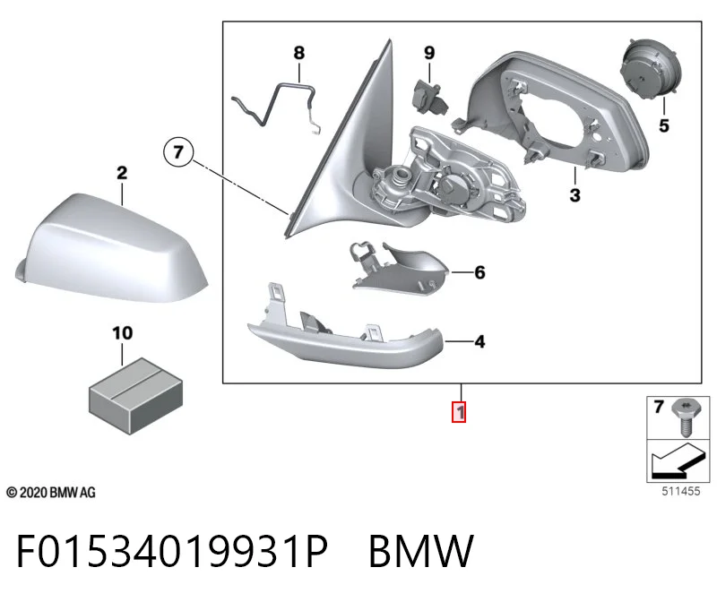 F01534019931P BMW Дзеркало заднього виду, ліве